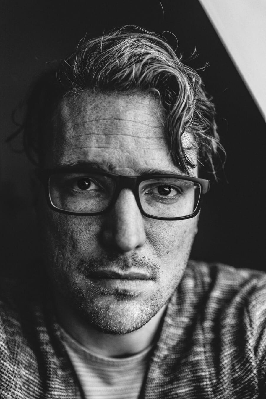 Portrait demonstrating short lighting with shadow side facing camera