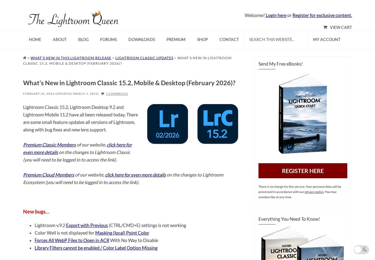 Lightroom Queen coverage of the February 2026 Lightroom Classic update features