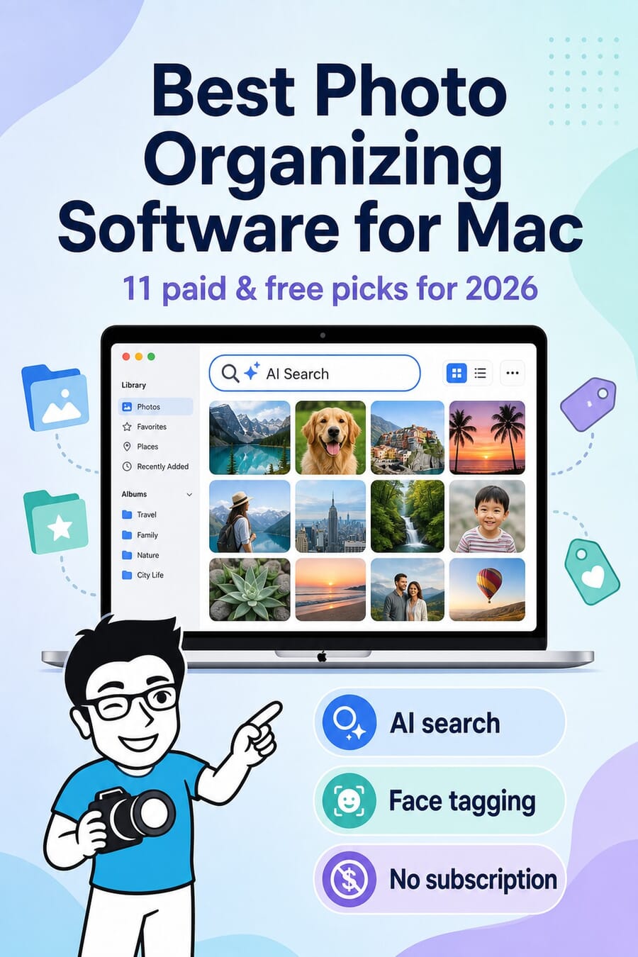 Best photo organizing software for Mac 2026 — AI search, face tagging, no subscription