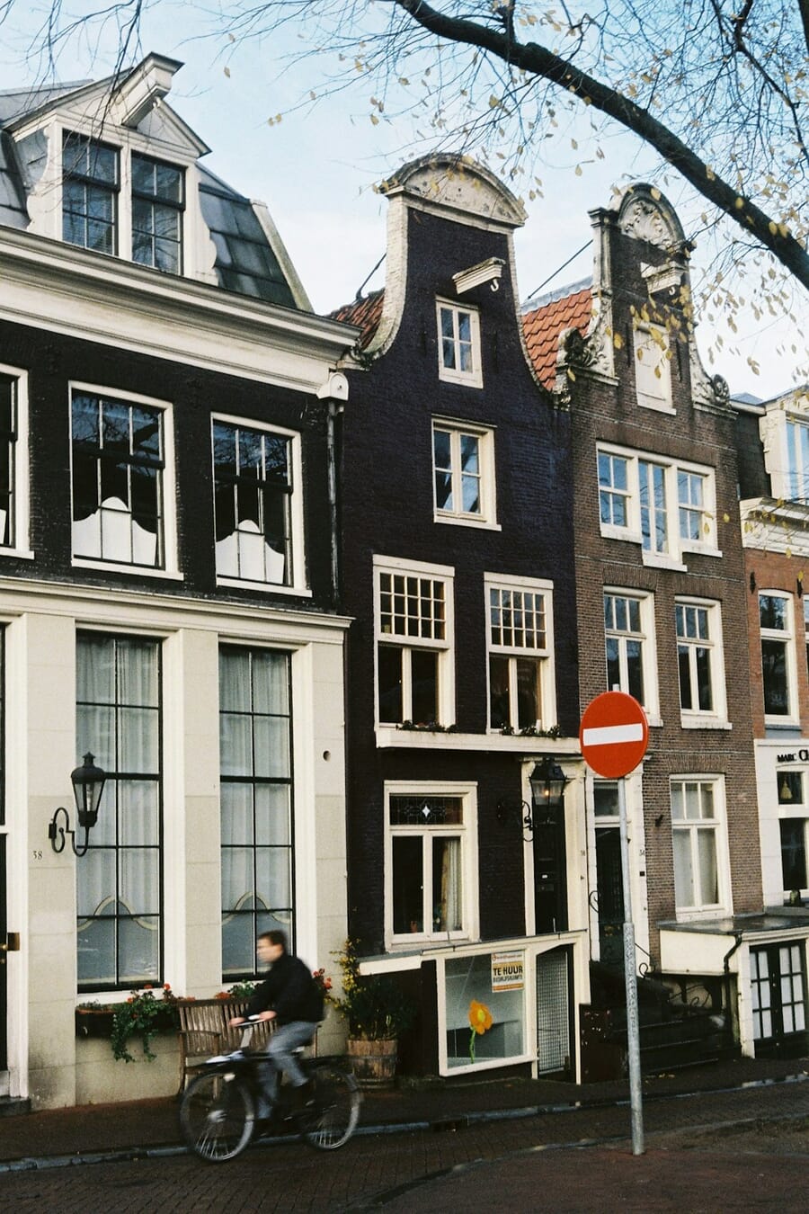 Dutch architecture with cyclist — shot on Minolta SR-T 101