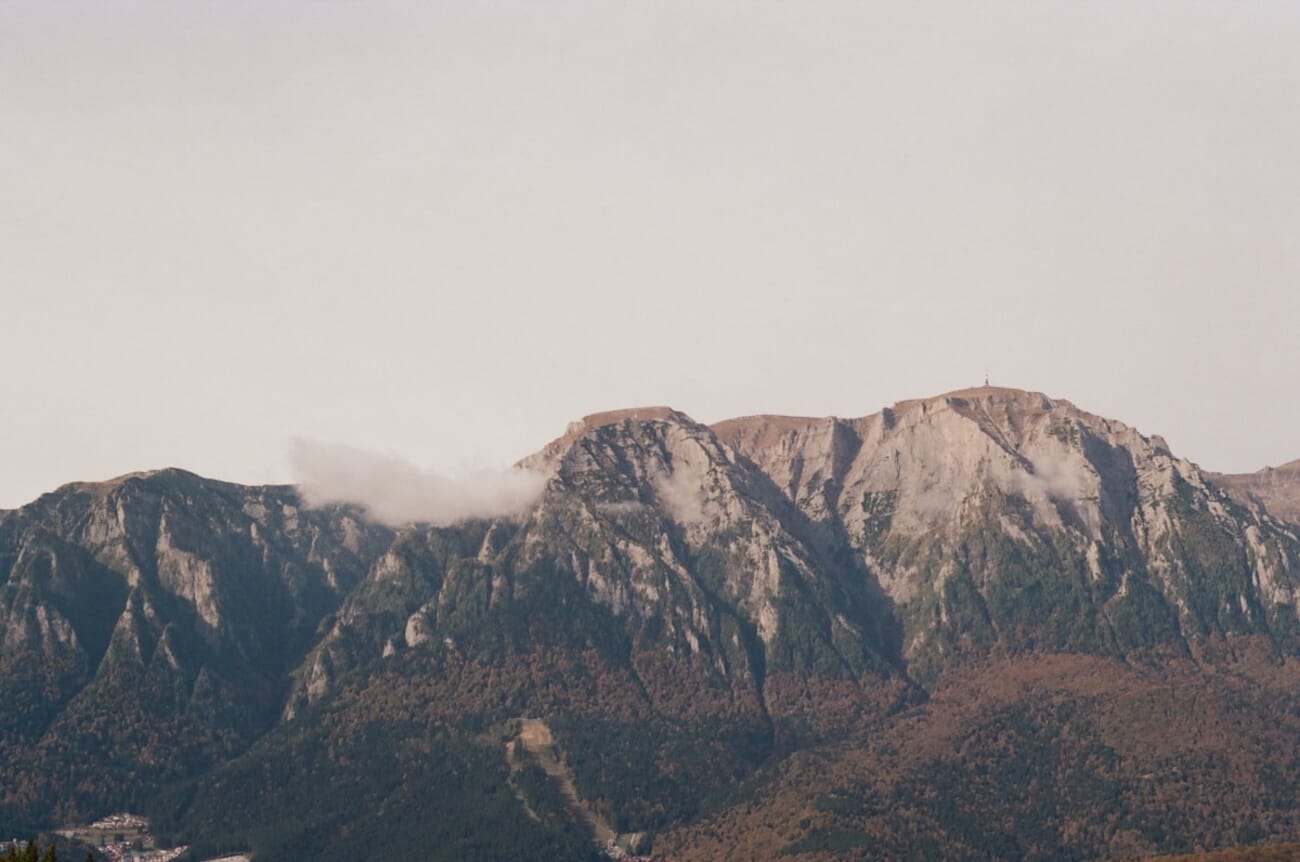 Mountain landscape with cloudy sky — shot on Minolta XE-5
