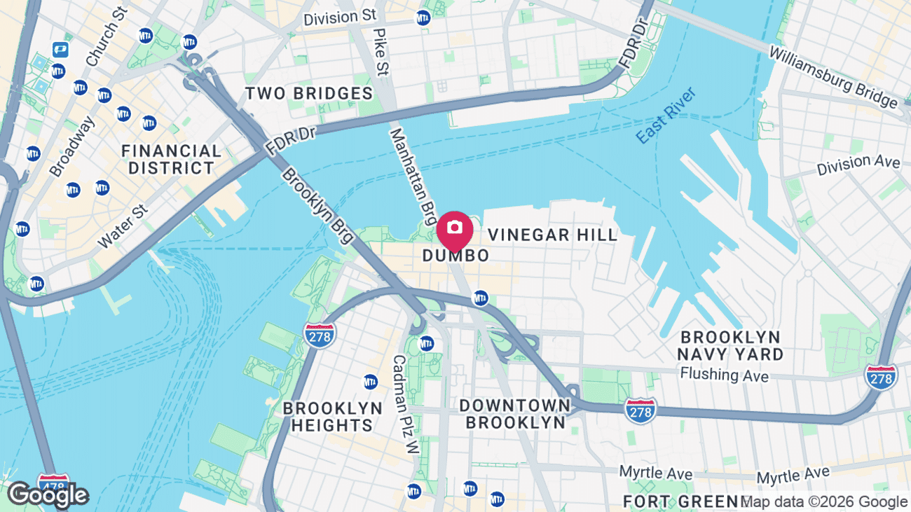 Map showing the location of DUMBO in Brooklyn, New York