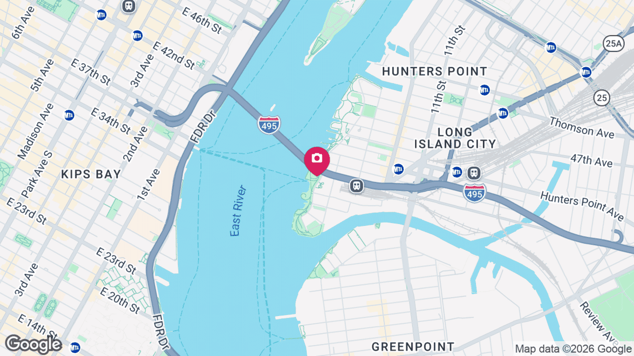 Map showing the location of Gantry Plaza State Park in Long Island City