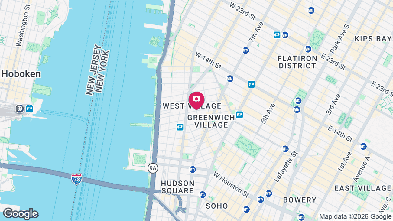 Map showing the location of the West Village in Manhattan, New York