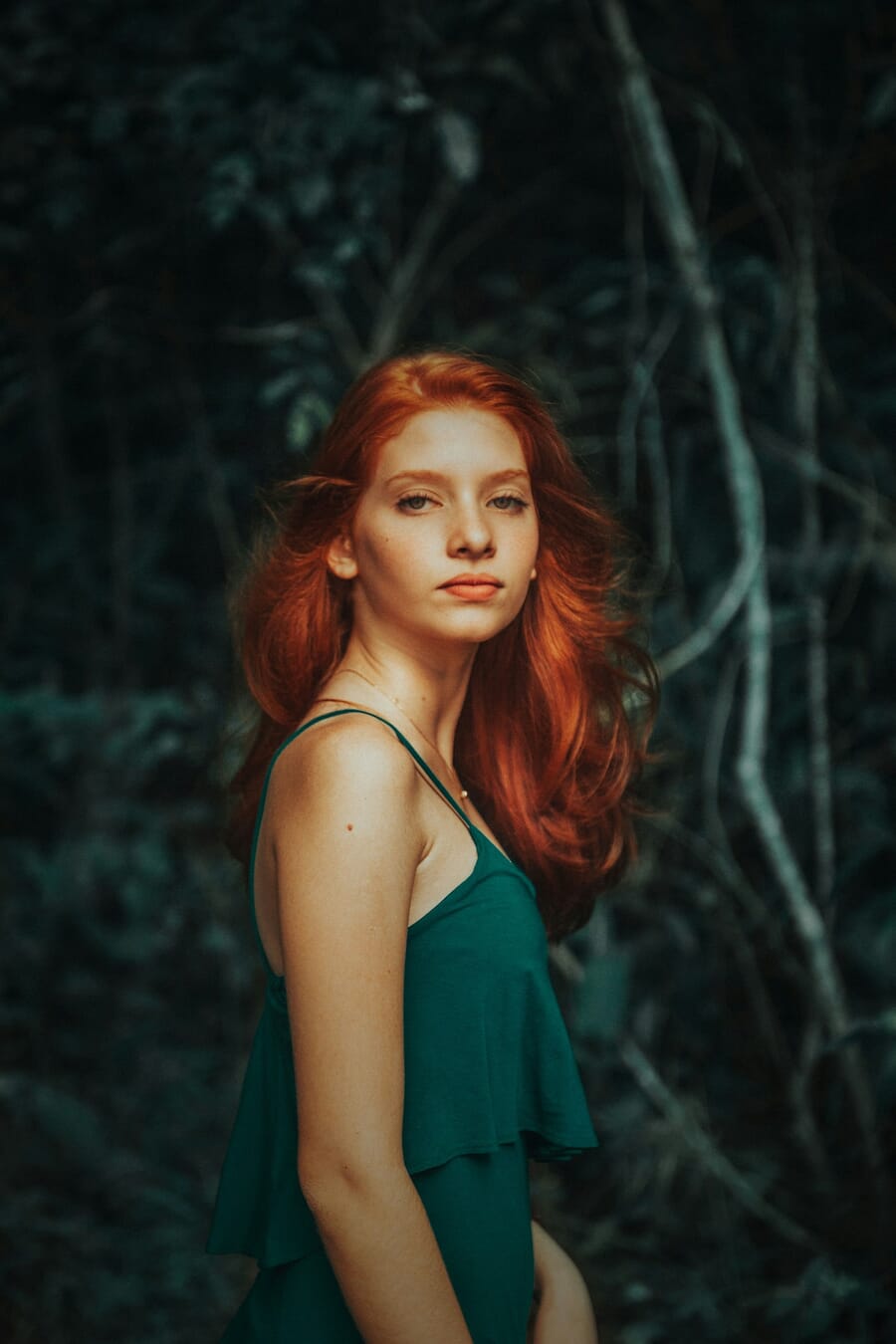 Portrait in natural forest light showing soft outdoor illumination
