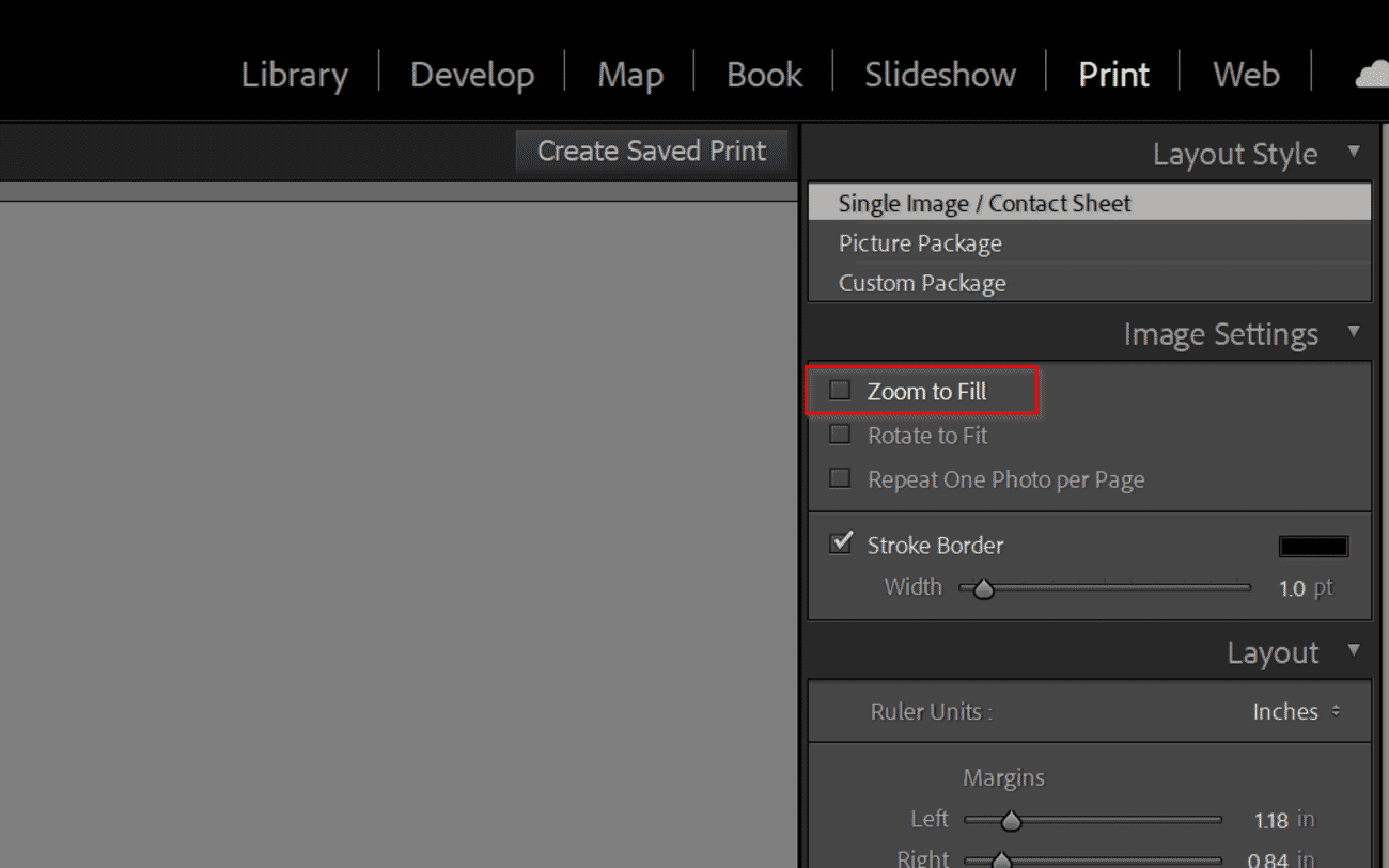 Image Settings panel with Zoom to Fill option