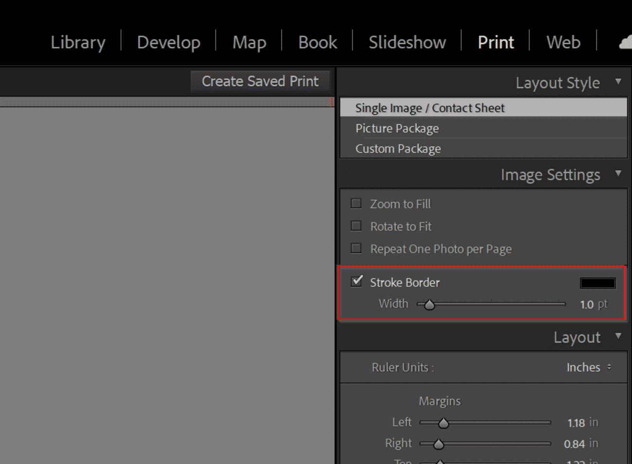 Stroke Border checkbox in Image Settings