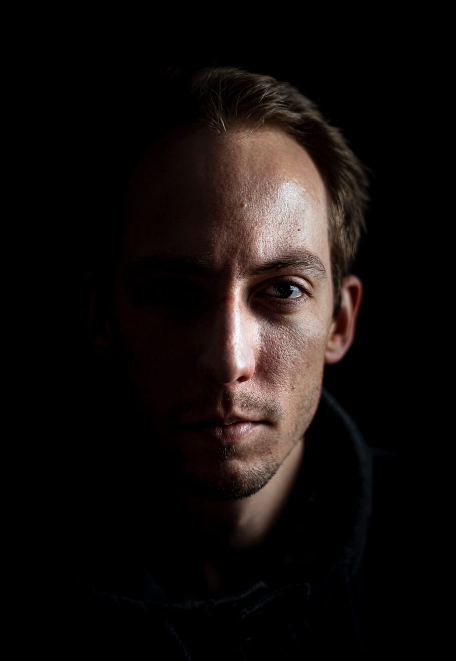 Portrait shot using a reflector to fill shadows and add catchlights