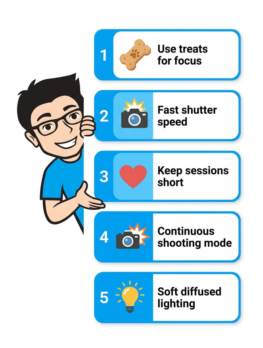 Five tips for studio pet photography infographic