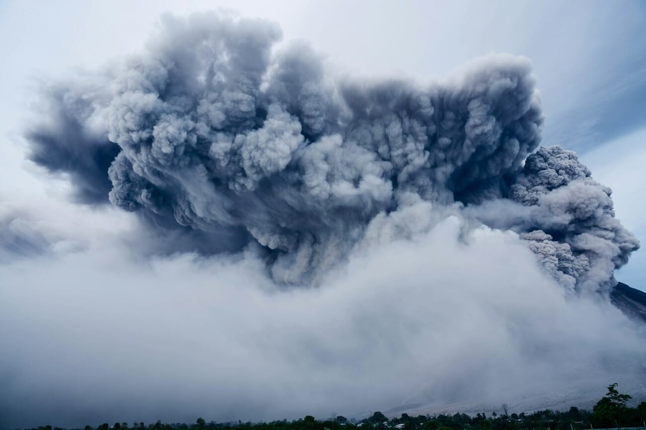 Dramatic volcanic eruption with a massive cloud — an example of nature photography suitable for magazine publication