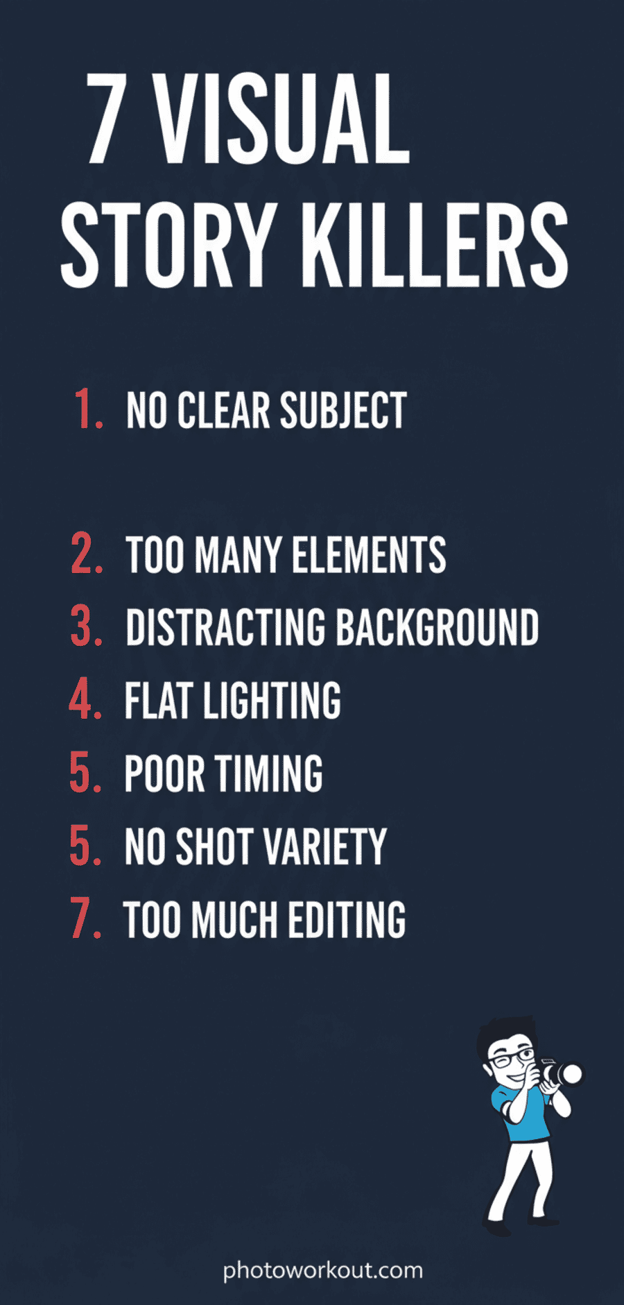 Infographic listing 7 common mistakes that kill visual stories
