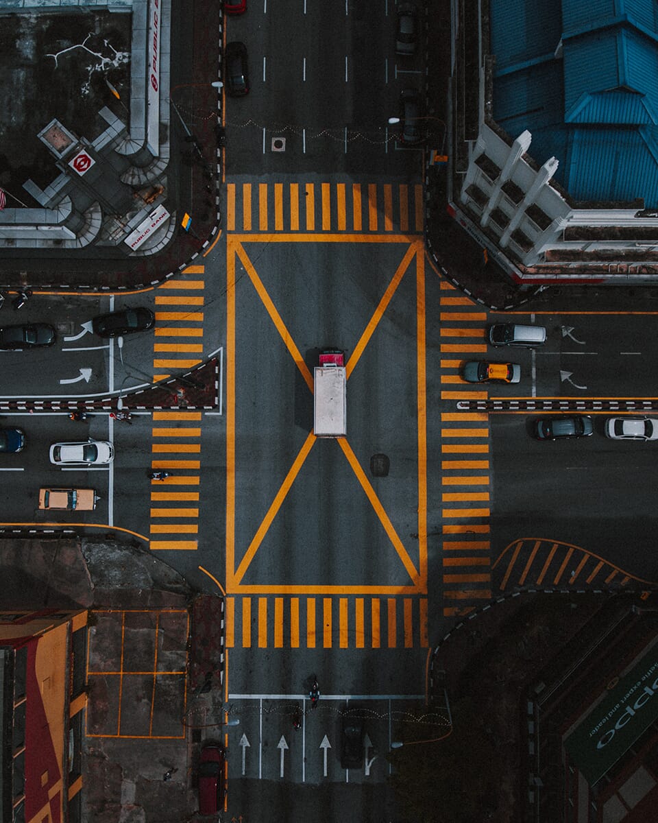 Geometric aerial of a road in the city