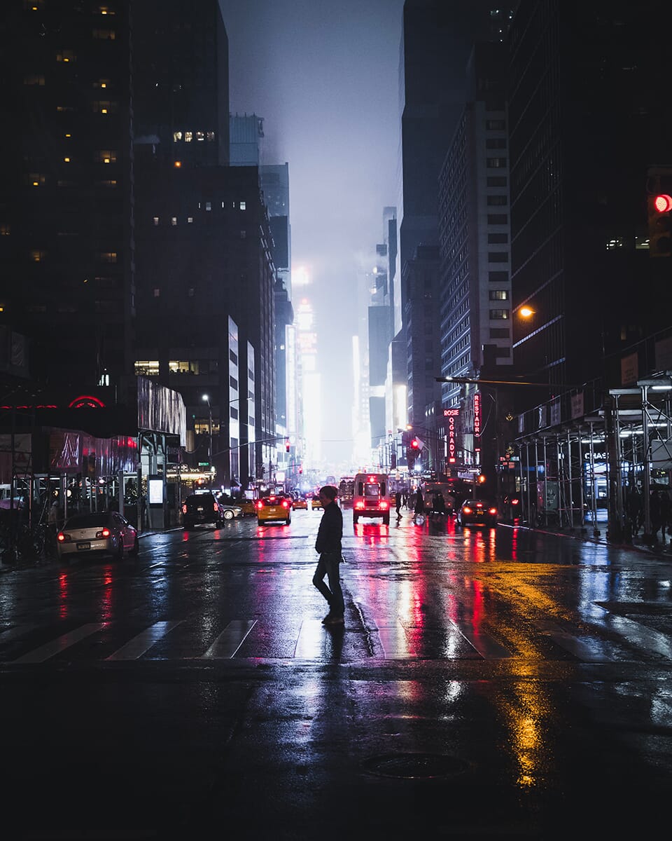 Nighttime urban photography in New York