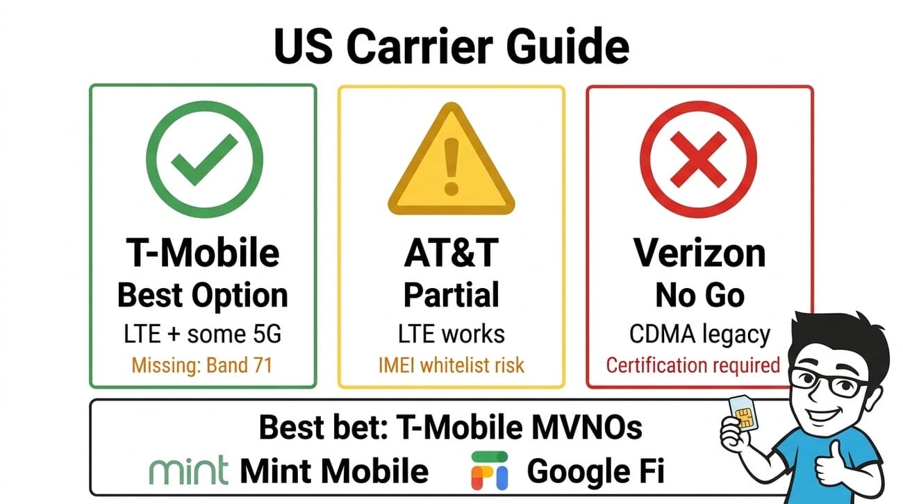 US carrier compatibility guide for Xiaomi 17 Ultra - T-Mobile best option, AT&T partial, Verizon no go