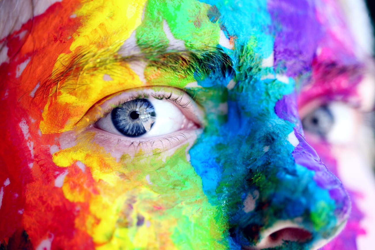 Photography combined with paint splashes and traditional art media