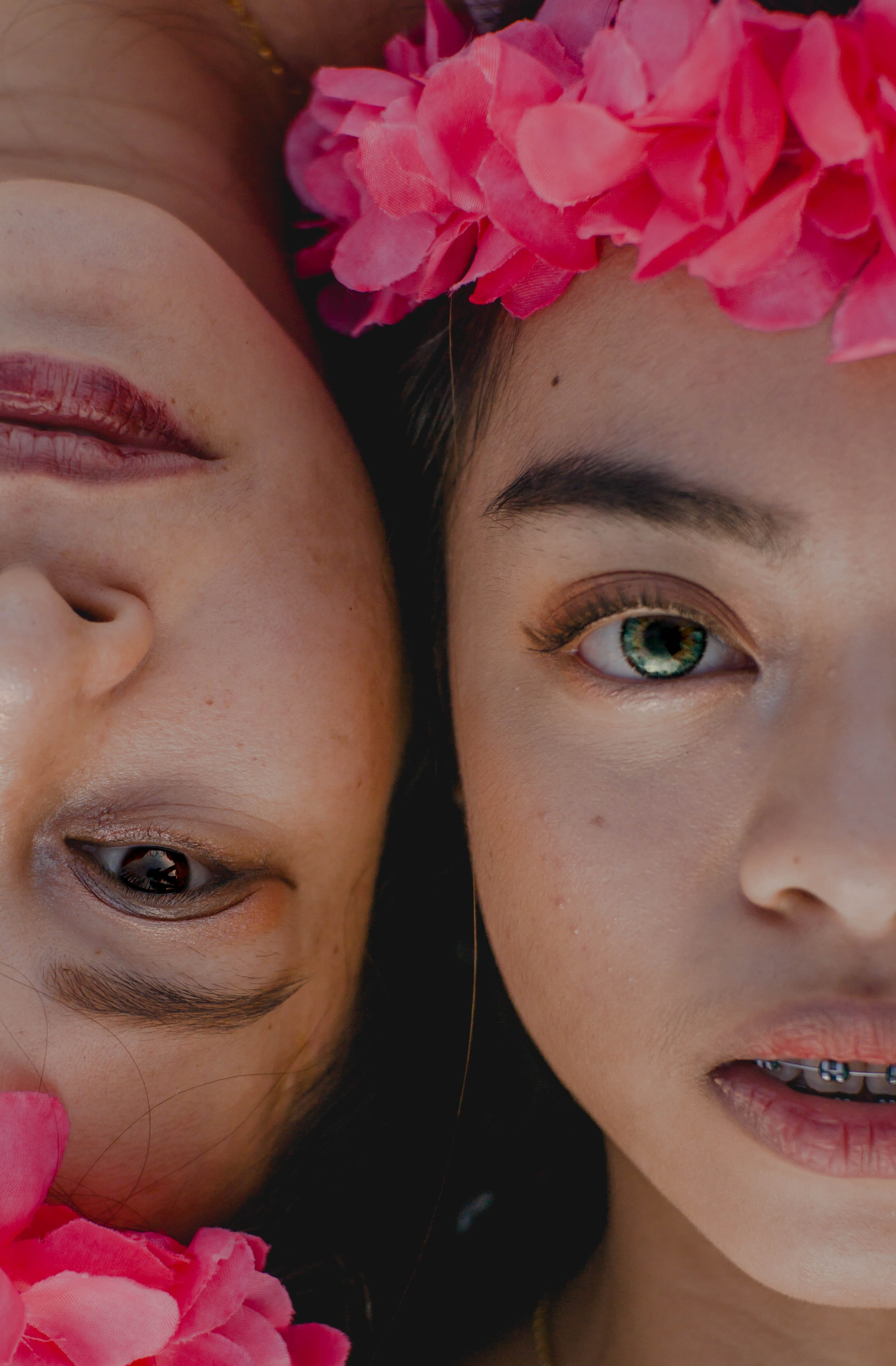 Two women with their heads next to one another Mother's Day photoshoot ideas