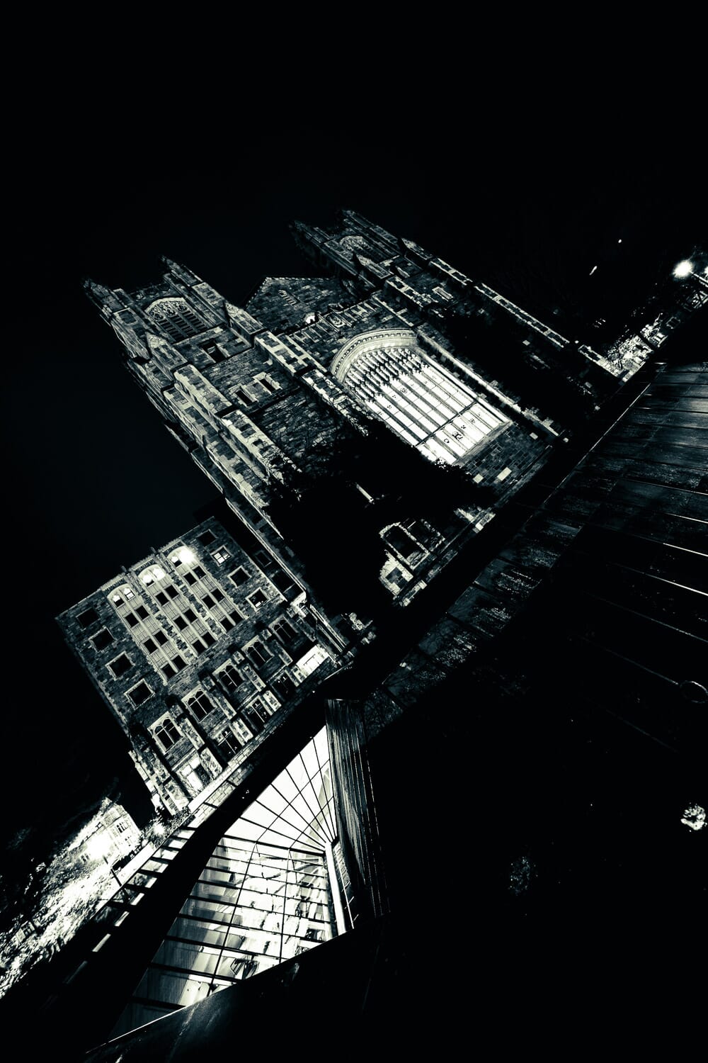 Dark night shot in black and white