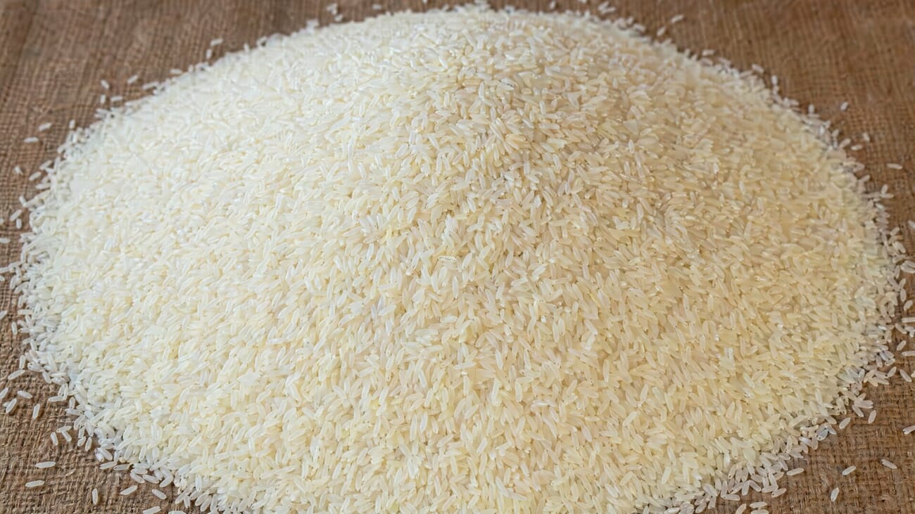 OpenAI Images 2.0 close-up sample of uncooked rice on burlap, photorealistic texture