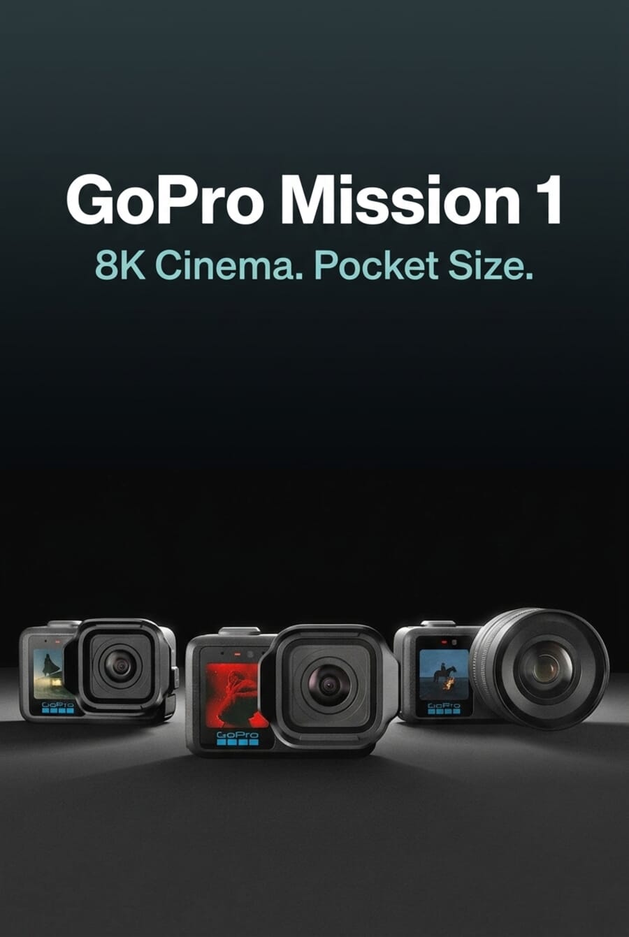 GoPro Mission 1 series cameras with 8K cinema capability in a pocket-sized form factor