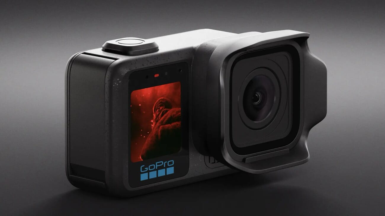 GoPro Mission 1 Pro front view showing the 1-inch sensor and GP3 processor