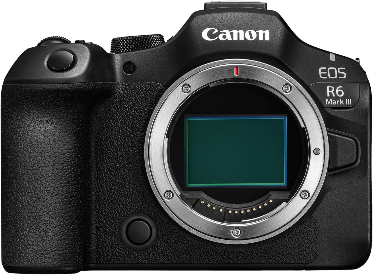 Canon EOS R6 Mark III full-frame mirrorless body photographed against a white background