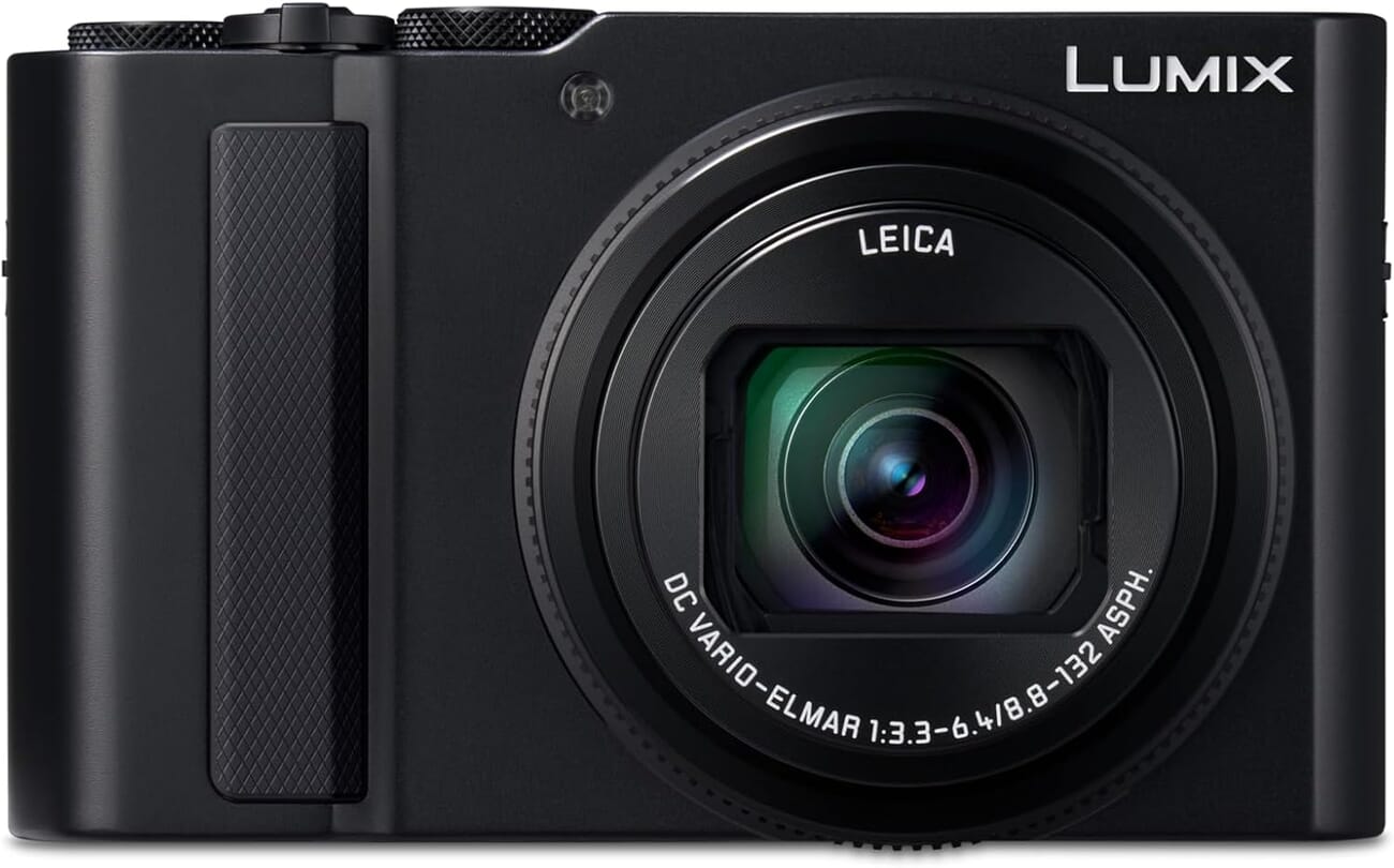 Panasonic Lumix TX3 compact camera front view showing the Leica DC Vario-Elmar lens and LUMIX branding