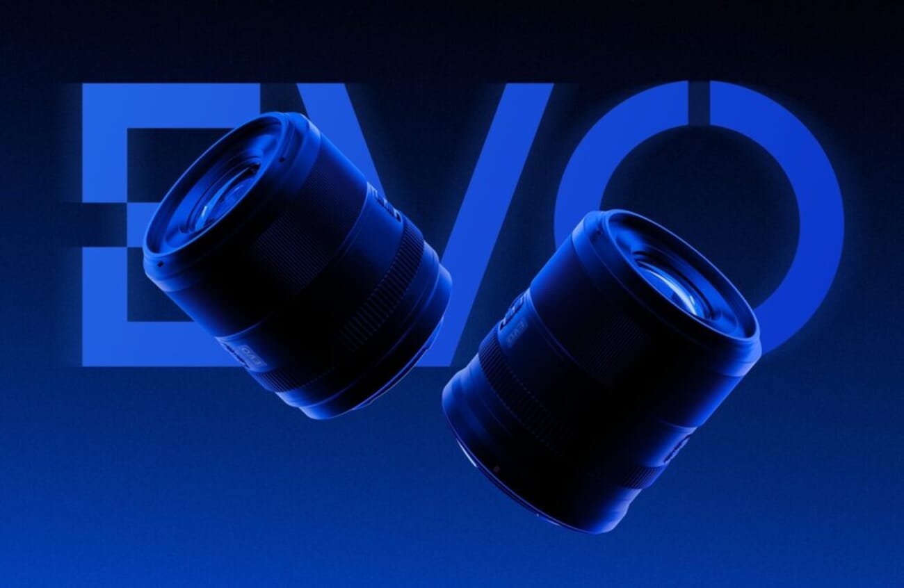 Viltrox EVO dual-lens hero image showing the AF 35mm f/1.8 and AF 55mm f/1.8 EVO APO primes against the EVO branding