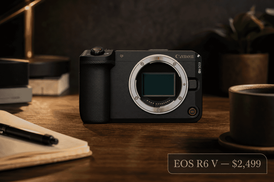 Canon EOS R6 V Is Official — $2,499 video-first hybrid with 7K RAW and no EVF — PhotoWorkout coverage