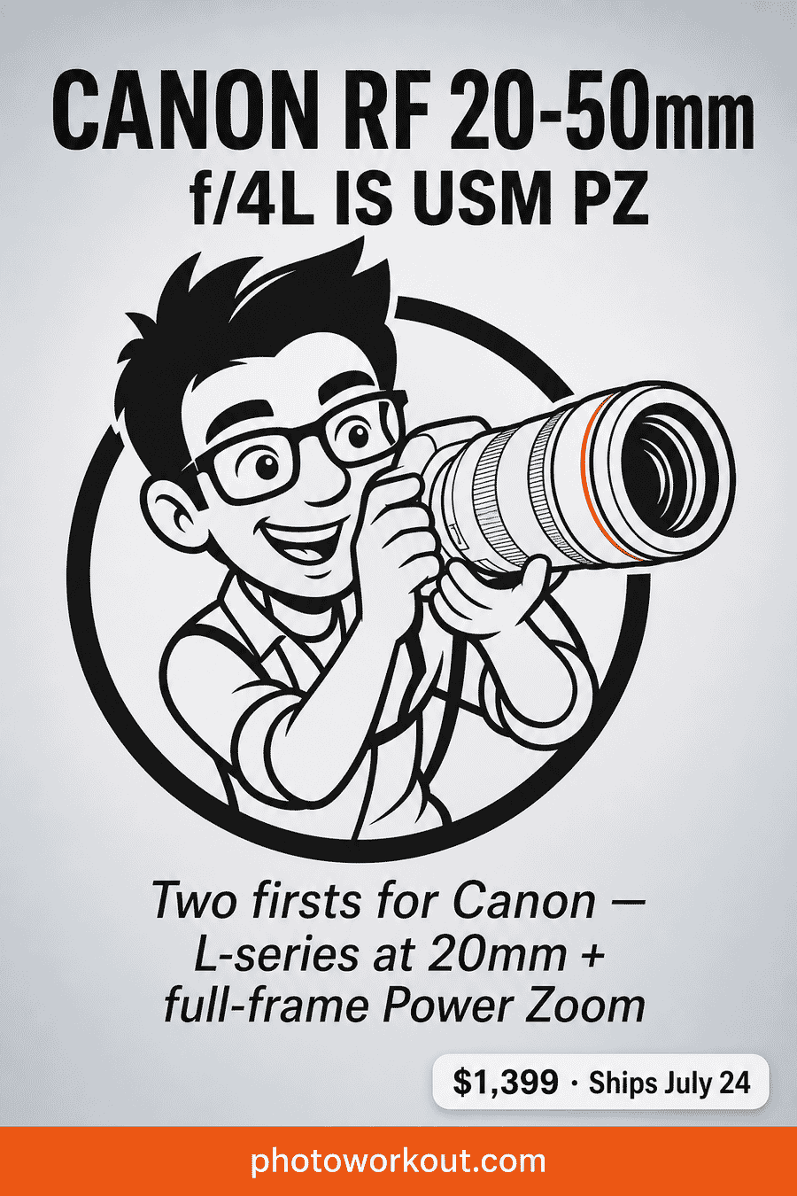 Canon RF 20-50mm f/4L IS USM PZ launches with two firsts for Canon — L-series at 20mm and full-frame Power Zoom — PhotoWorkout coverage