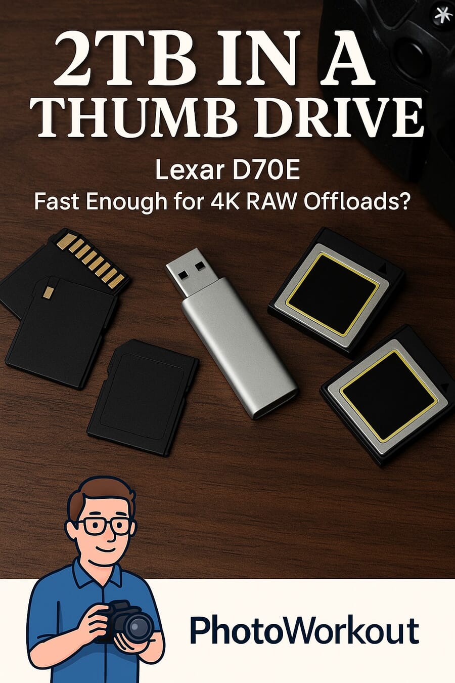 Lexar D70E 2TB SSD — Pinterest pin: 2TB in a thumb drive, fast enough for 4K RAW?