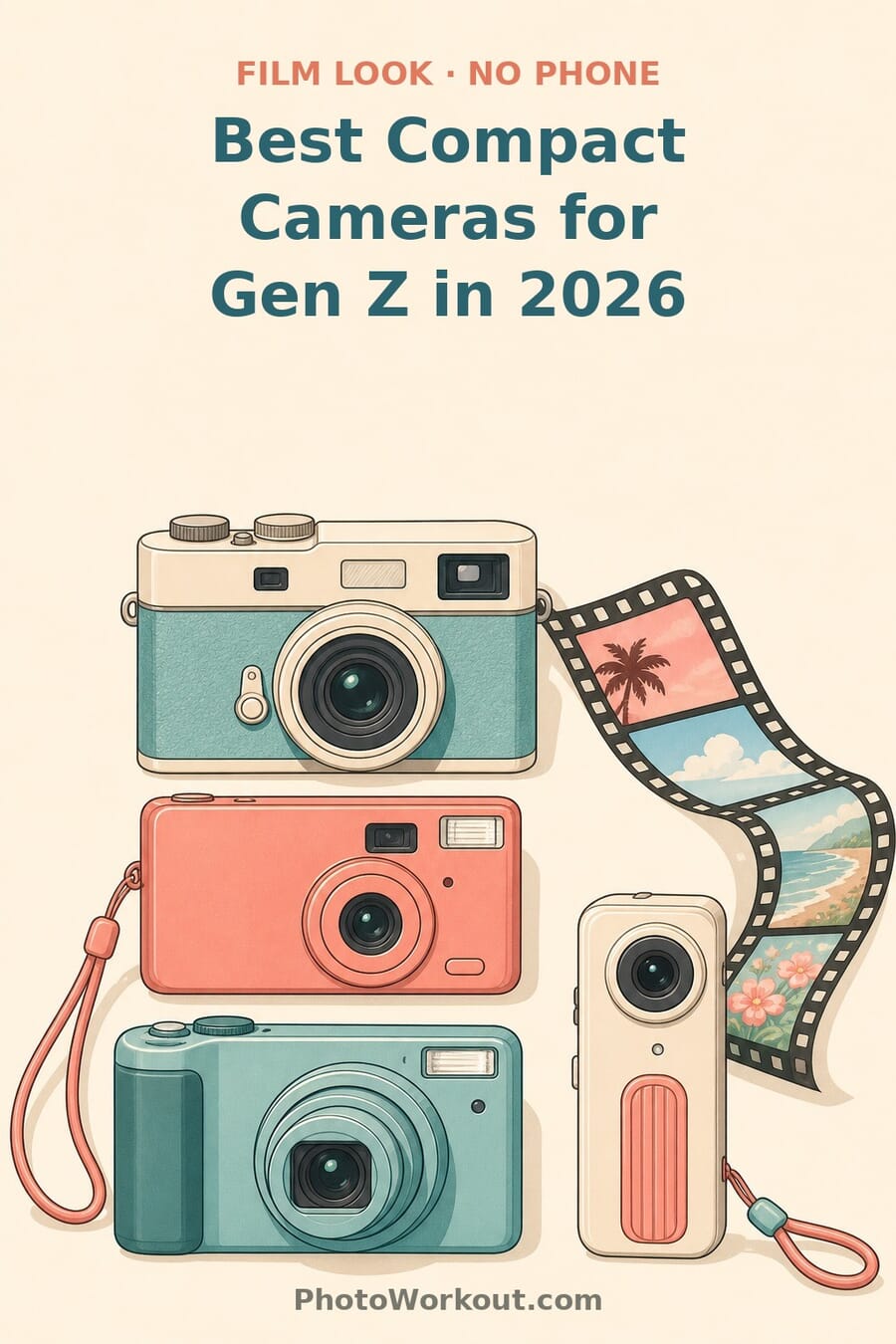 Pinterest pin: the best compact cameras for Gen Z in 2026, film aesthetic, real glass, no phone