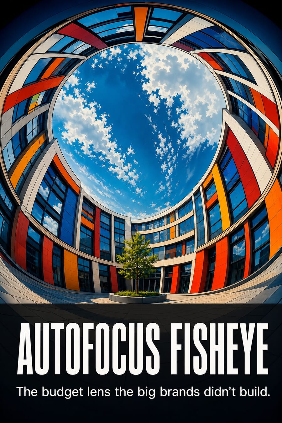 Vertical graphic: autofocus fisheye, the budget lens the big brands didn't build