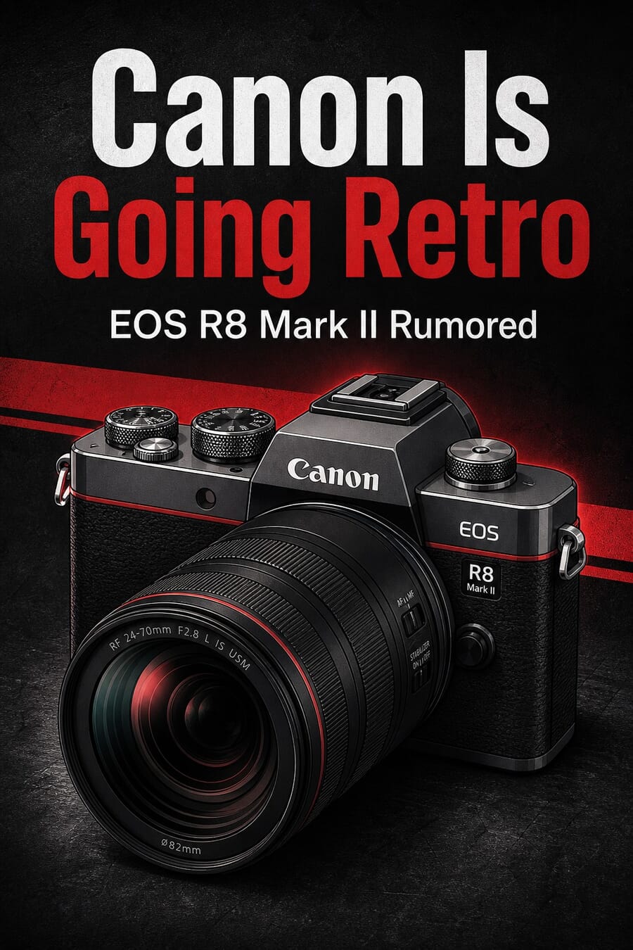 Concept illustration of a retro-styled Canon EOS R8 Mark II mirrorless camera