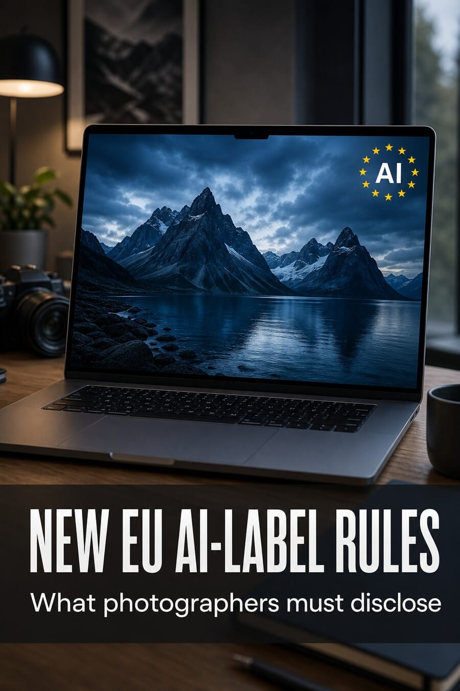 Vertical graphic: new EU AI-label rules, what photographers must disclose