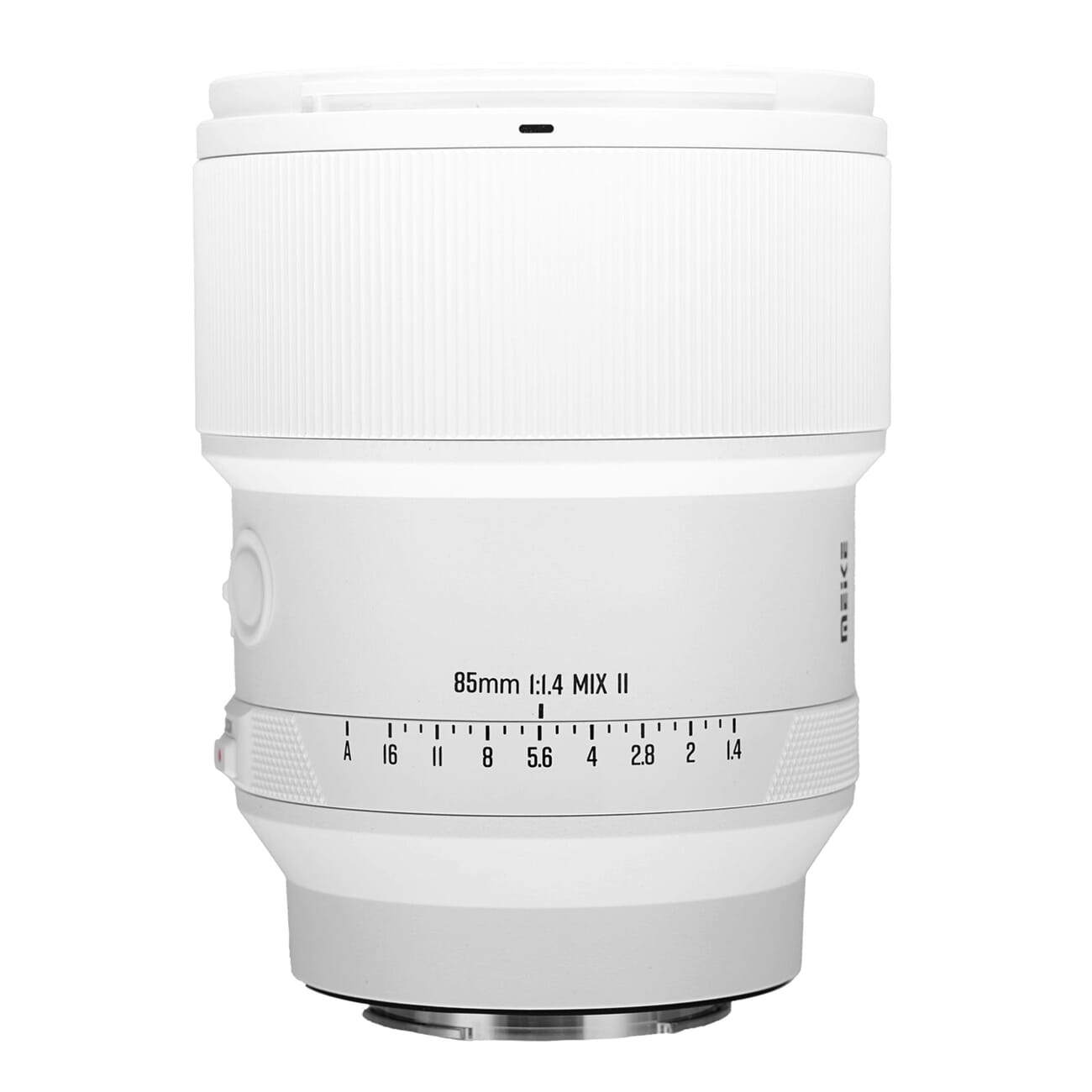White version of the Meike AF 85mm f/1.4 MIX II lens, official Meike product render
