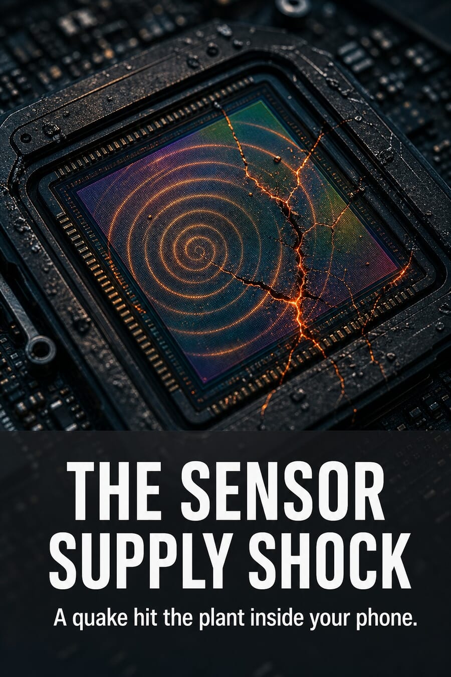 Vertical graphic: the sensor supply shock, a quake hit the plant inside your phone