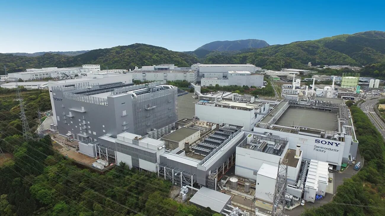 Aerial view of Sony's Semiconductor Manufacturing plant in Kikuyo, Kumamoto, Japan