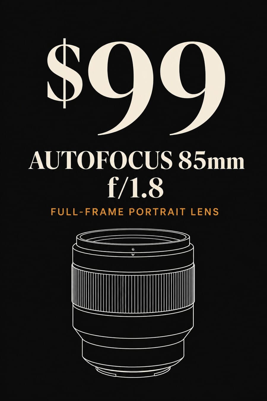$99 autofocus 85mm f/1.8 full-frame portrait lens