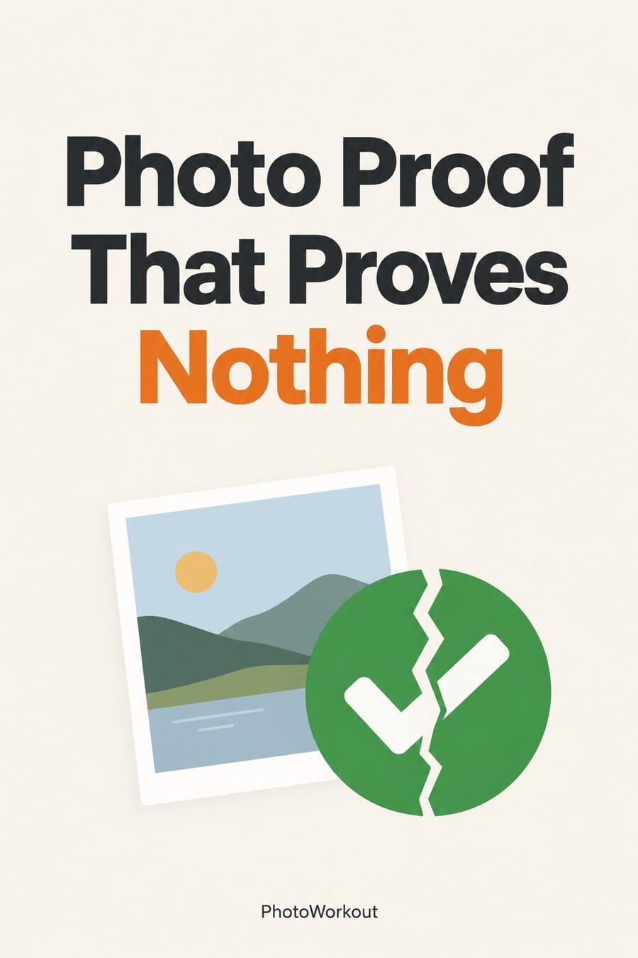 Vertical graphic: photo proof that proves nothing, the C2PA Content Credentials forgery