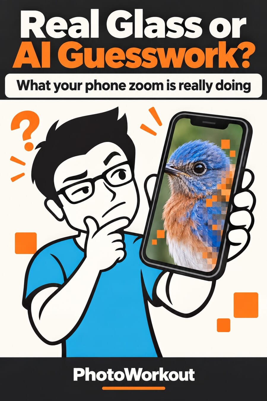 Pinterest graphic: real glass or AI guesswork, what your phone zoom is really doing