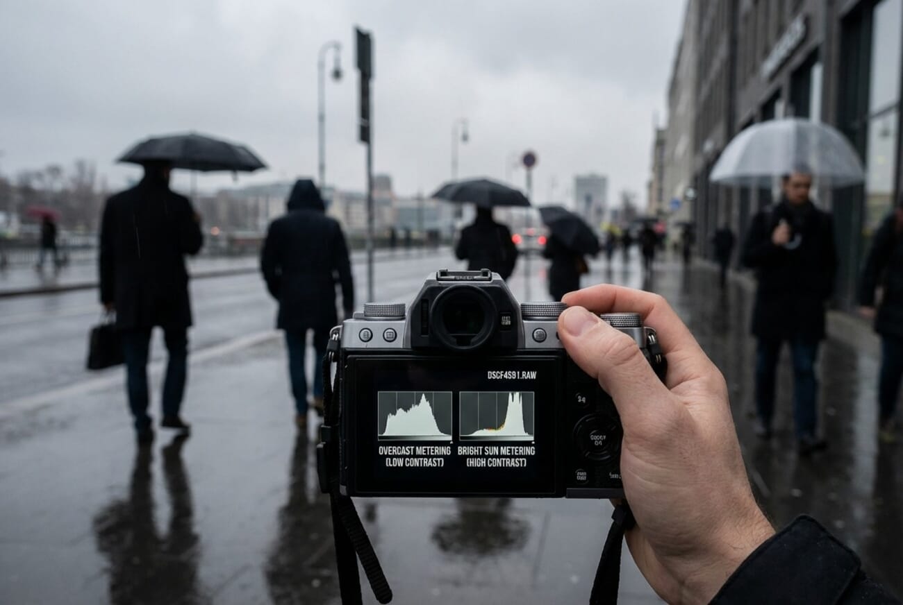 Overcast day showing soft diffused metering conditions