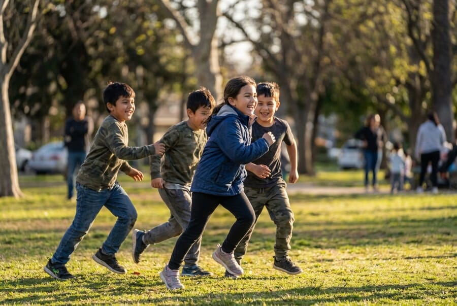 Children playing in park