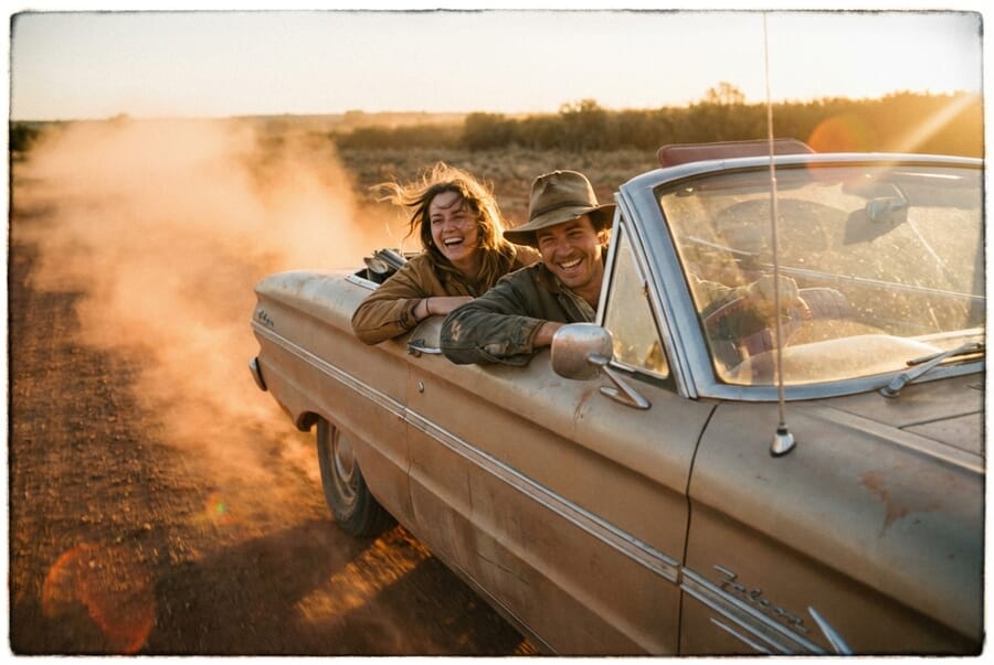 Friends on road trip adventure