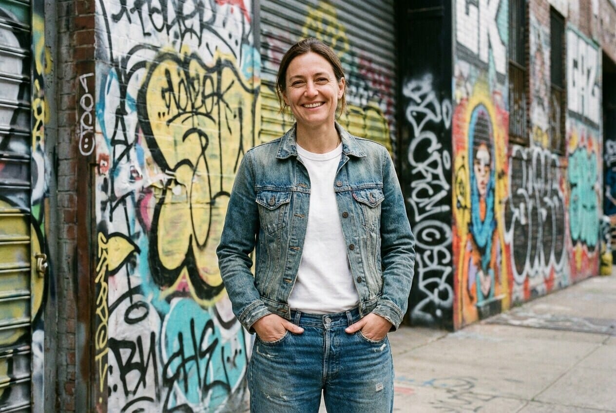 Woman with hands casually in jeans pockets