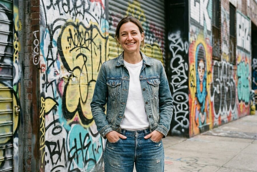 Woman with hands casually in jeans pockets