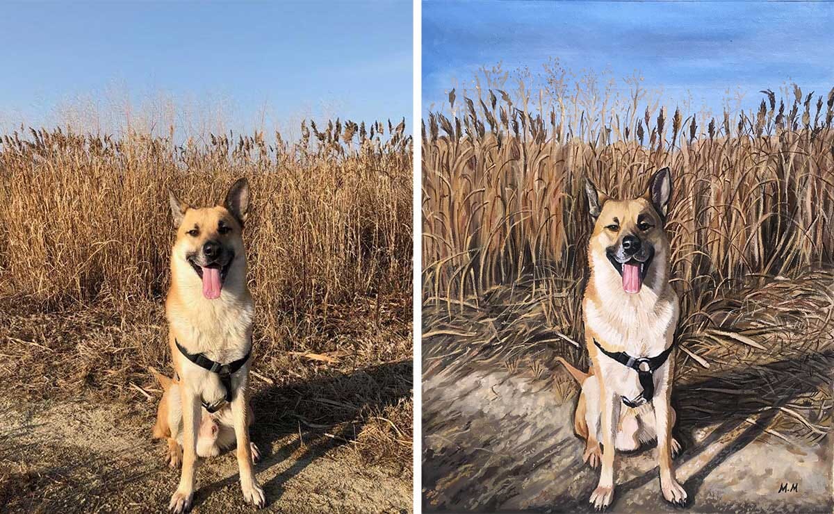 The original photograph (left) and the final PaintYourLife photo portrait (right)!