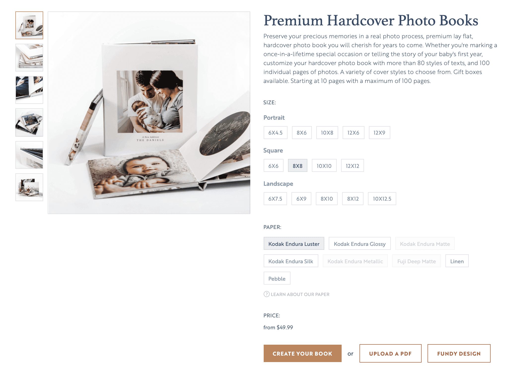 Photo books are available in a range of sizes and materials.