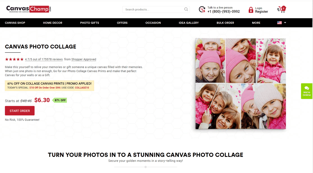 CanvasChamp canvas photo collage options