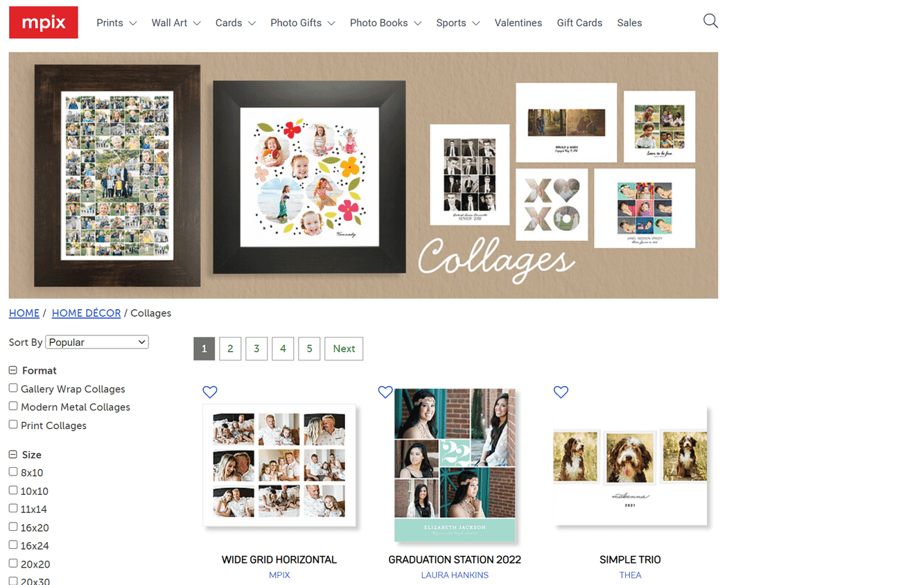 Mpix collage and Collagewall wall-art options