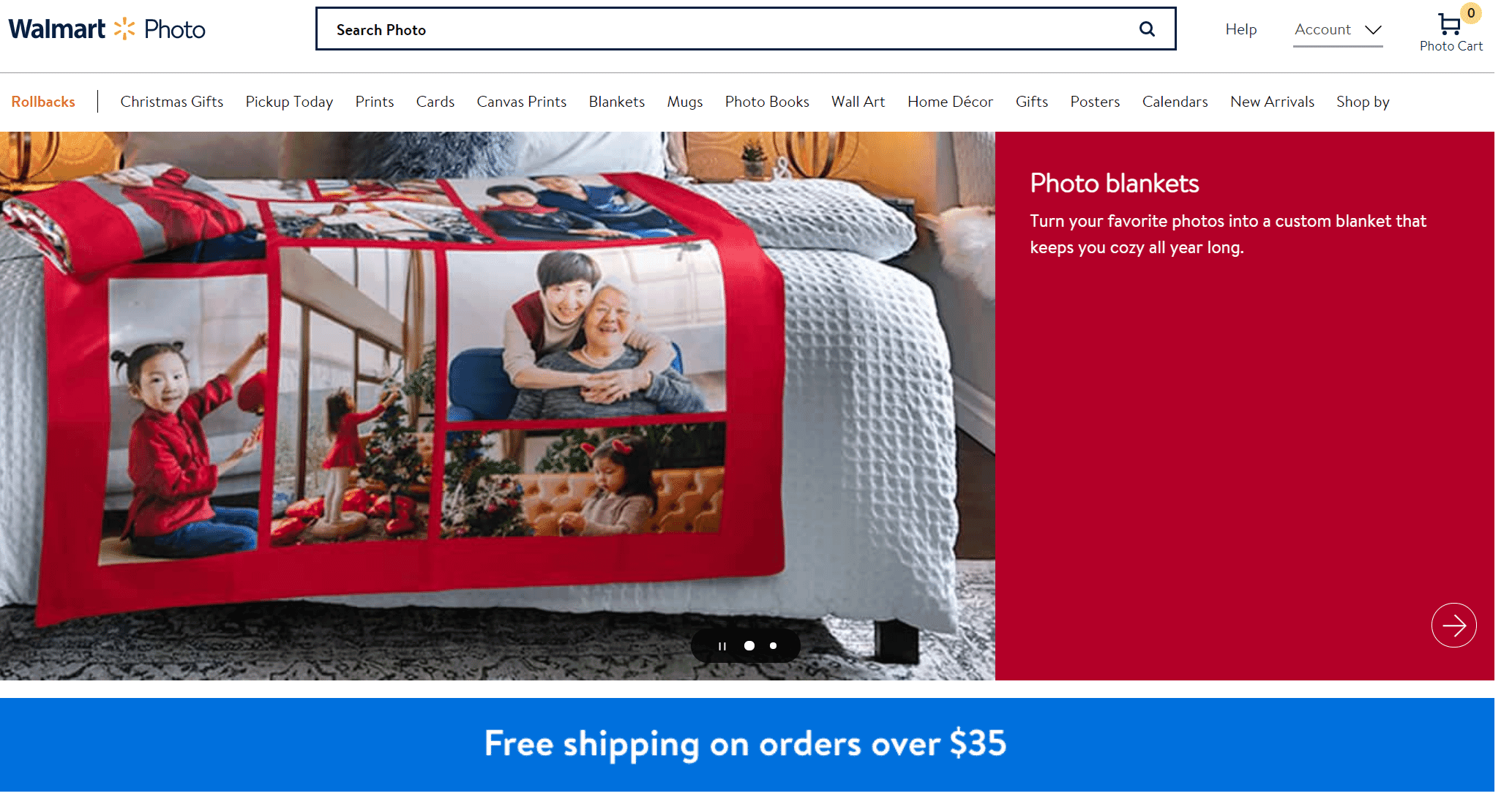 Walmart isn't exactly known for photo printing, but its blankets are very nice.